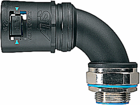 90 Degree Conduit Fitting, M16 Thread, 16mm Size, IP68, Nylon 66