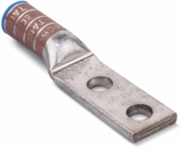 Aluminum Two-Hole Lug 1/0 AWG 1/2 Inch Bolt Hole, Tin Plated, Tan