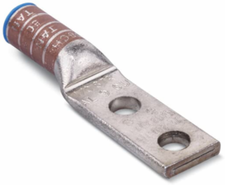 Aluminum Two-Hole Lug 350 kcmil 1/2 Inch Bolt Hole, Tin Plated