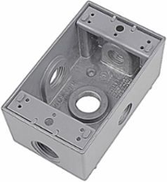 Weatherproof Box 17.3 Cubic Inches 5 Outlets 1/2 Inch Hub Silver Aluminum