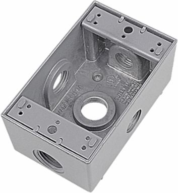 Weatherproof Box 17.3 Cubic Inches, 5 Outlets, 3/4 Inch Hub Size, Aluminum