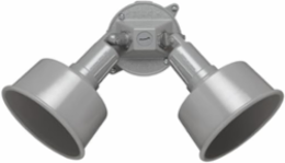 Contemporary Round Weatherproof Floodlight Kit, 2 Lamps, 11 Inch Depth, Aluminum