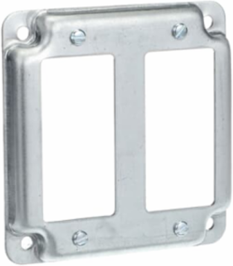 4IN SQ COVER TWO GFCI RECEP