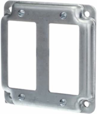 4IN SQ COVER TWO GFCI RECEP