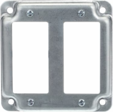 4IN SQ COVER TWO GFCI RECEP