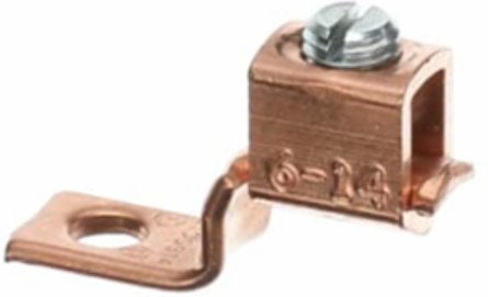 Copper Single-Conductor One-Hole Mount Connector 6 Str-14 AWG, 1-9/64 Inch Length