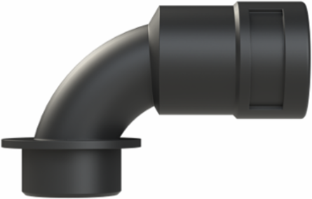 COND FTNG 90DCURV M25 NW17 IP66 BLK