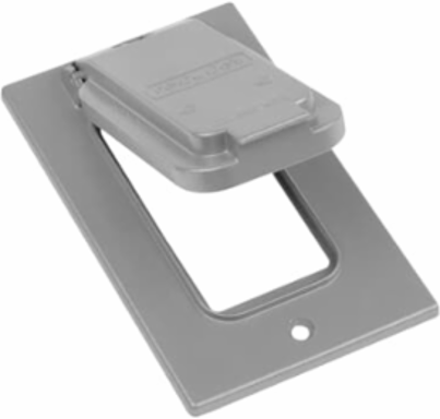 Weatherproof GFCI Receptacle Cover, Silver Aluminum Die Cast, Vertical 1 GFI