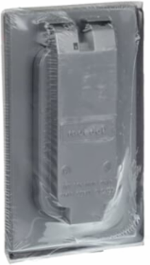 Single Gang Weatherproof GFI Receptacle Cover, Silver Zinc Alloy, UL E28688