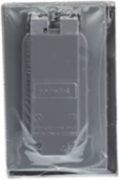 Single Gang Weatherproof GFI Receptacle Cover, Silver Zinc Alloy, UL E28688