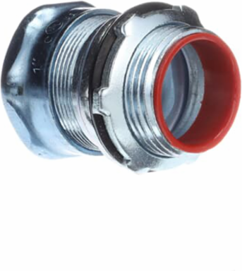 EMT Insulated Throat Compression Fitting 1 Inch, Steel for Wet Locations