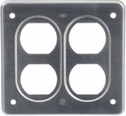 Two Gang FS Cover for Duplex Receptacles, 4-5/8 Inch x 4-5/16 Inch, Aluminum