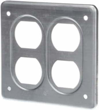 Two Gang FS Cover for Duplex Receptacles, 4-5/8 Inch x 4-5/16 Inch, Aluminum