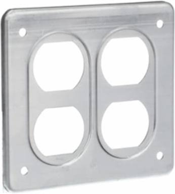Two Gang FS Cover for Duplex Receptacles, 4-5/8 Inch x 4-5/16 Inch, Aluminum