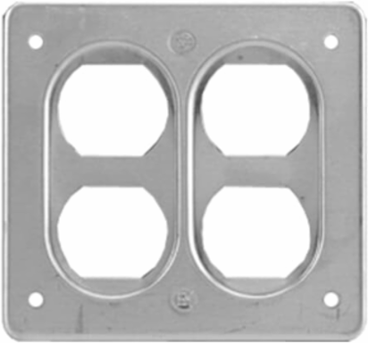 Two Gang FS Cover for Duplex Receptacles, 4-5/8 Inch x 4-5/16 Inch, Aluminum
