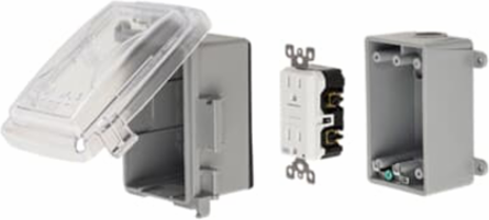 GFCI Medium Clear While-In-Use Cover Kit, PVC, 2-7/8 Inch Depth, Gray
