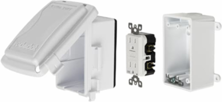 GFCI While-In-Use Cover Kit, 4-9/16 Inch Length, 3 Outlets, Aluminum