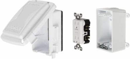 White PVC Shallow GFCI Box Cover Kit, 2-5/32 Inch Depth