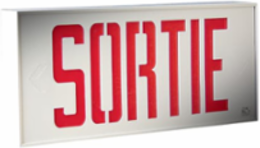 Emergency Illuminated Sortie Sign, 8-3/4 Inch Height x 19-3/4 Inch Width, Red Text, Factory White