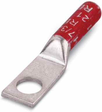 Copper Long Barrel Lug 350 kcmil Wire, 1/2 Inch Bolt, Tin Plated, Red