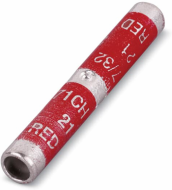 Long Barrel Copper Splice, 1-3/4 Inch Length, Wire Size 8 Str, Max 35kV, Red
