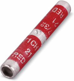 Long Barrel Copper Splice, 1-3/4 Inch Length, Wire Size 8 Str, Max 35kV, Red