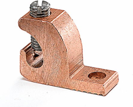 Mechanical Grounding Copper Lay-In Lug, Wire Range #14 - #4 AWG, 0.22 Inch Stud Size