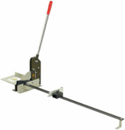 Bench-Mounted Duct Cutting Tool - Steel Construction, Adjustable Gauge and Stop
