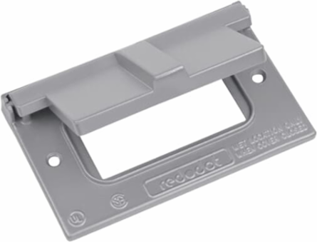 White Horizontal Single Gang Weatherproof Receptacle Cover, Zinc Alloy
