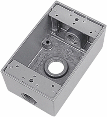 Weatherproof Device Box, 19.0 Cubic Inches, 3 Outlets, Aluminum, White
