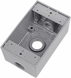 Weatherproof Device Box, 19.0 Cubic Inches, 3 Outlets, Aluminum, White