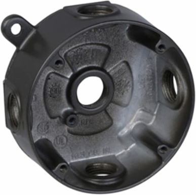 Round Outlet Box 4-1/8 Inch Diameter, 1/2 Inch Hub, 16 in3 Volume, Bronze, Pack of 8