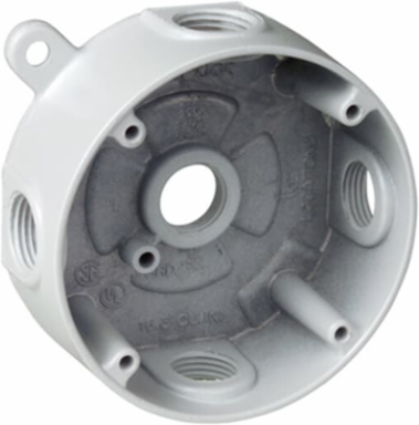 Round Outlet Box 4-1/8 Inch Diameter, 16 Cubic Inches, Aluminum, White, Pack of 8