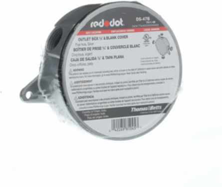 Round Aluminum Electrical Box Cover, 4-1/8 Inch Diameter, 16 Cubic Inches, 5 Outlets
