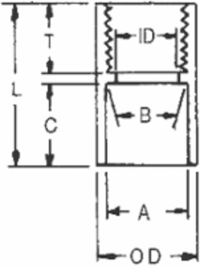 PVC Male & Female Adapters, 4 Inch Size, 5-1/64 Inch Outer Diameter, 3-13/64 Inch Length