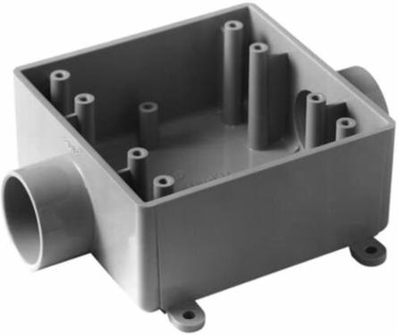 2-Gang PVC Electrical Box 3/4 Inch, 32 Cubic Inches Volume, Gray