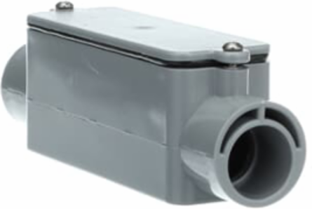 Type T Conduit Body 12 Cubic Inches 3/4 Inch x 6-7/8 Inch PVC Gray