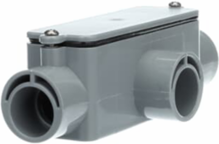 Type T Conduit Body 12 Cubic Inches 3/4 Inch x 6-7/8 Inch PVC Gray
