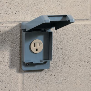 Weatherproof 1-Gang 15 AMP Vertical Mount Receptacle Box Cover - Gray, Non-Metallic