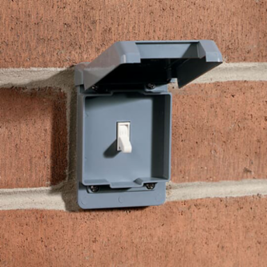 Gray Weatherproof Single Switch Box Cover, Non-Metallic, UV Resistant