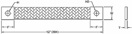 Extra Flexible Braid Connector 1 Hole 254mm Long Tin-Plated Copper
