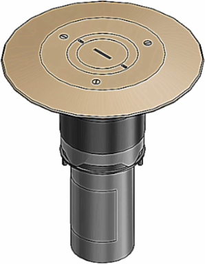Poke Through Furniture Feed Unit, 3 Inch Drill Size, Galvanized Steel, Brushed Brass Cover