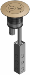 Poke-Through Furniture Feed Base Unit, 4 Inch Drill, 18 Inch Length, Brass
