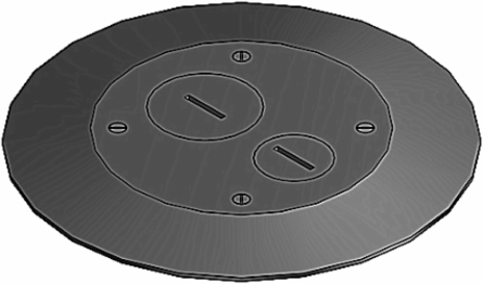 Poke-Through Cover, 7-1/4 Inch Diameter, Aluminum, Black Finish