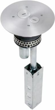 Poke-Through Base Unit, 4 Inch Drill Size, 18 Inch Length, Hub Size 3/4 Inch & 1-1/4 Inch, Galvanized Steel