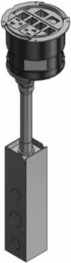 Poke Through Base Unit 19-3/4 Inch x 7-1/2 Inch, Galvanized Steel, 2 Power, 6 Comms