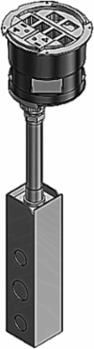 Poke-Through Base Unit 19 Inch Length, 7-1/2 Inch Diameter, 2 Power Receptacles, 6 Communications Receptacles