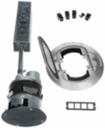 Poke Through Base Unit, 4 Inch Drill Size, 4 Power Receptacles, Aluminum Cover