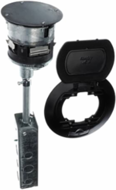 4 Inch Poke-Through Unit with 4 Power Receptacles and 4 Data Jacks, Black Cover