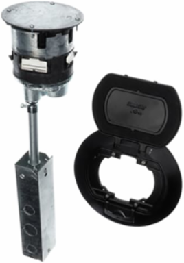 4 Inch Poke-Through Unit with 4 Power Receptacles and 4 Data Jacks, Black Cover